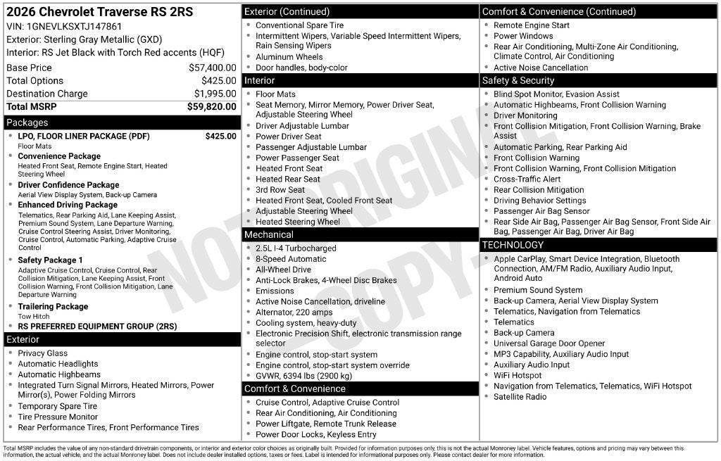 2026 Chevrolet Traverse RS
