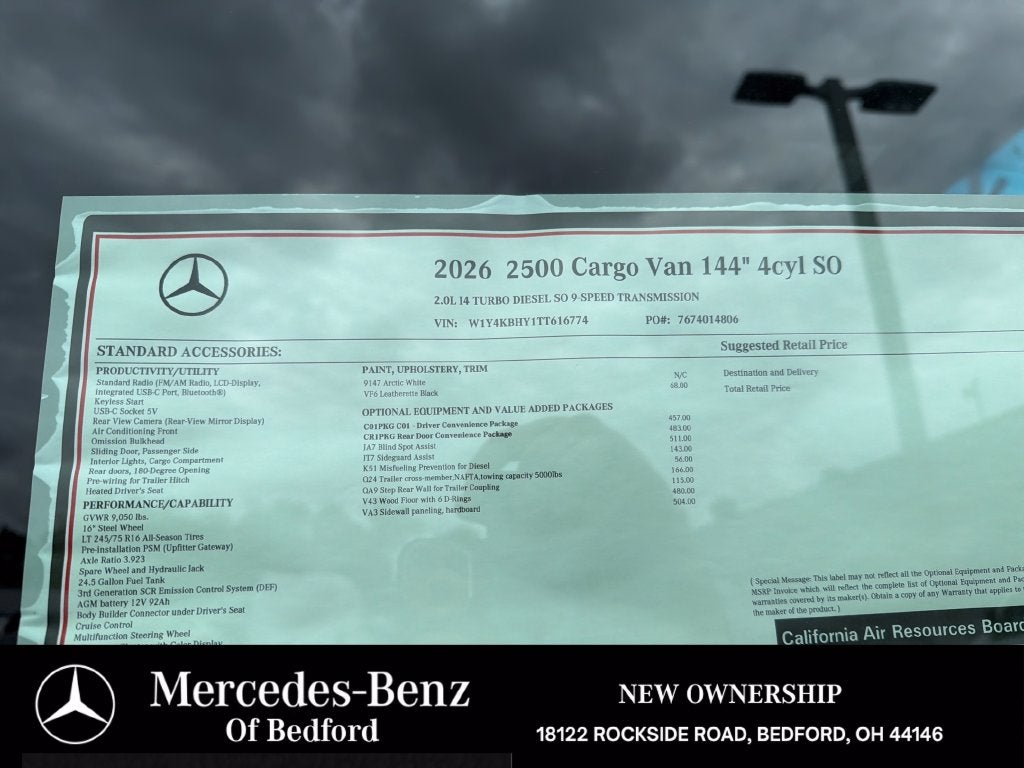 2026 Mercedes-Benz Sprinter 2500 Cargo 144 WB