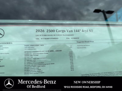 2026 Mercedes-Benz Sprinter 2500 Cargo 144 WB