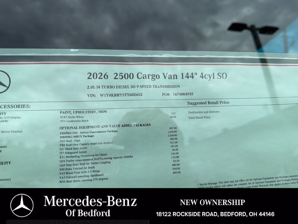 2026 Mercedes-Benz Sprinter 2500 Cargo 144 WB