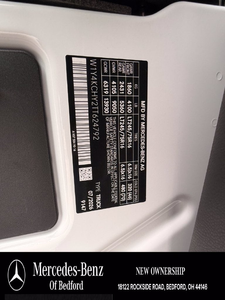 2026 Mercedes-Benz Sprinter 2500 Cargo 170 WB High Roof