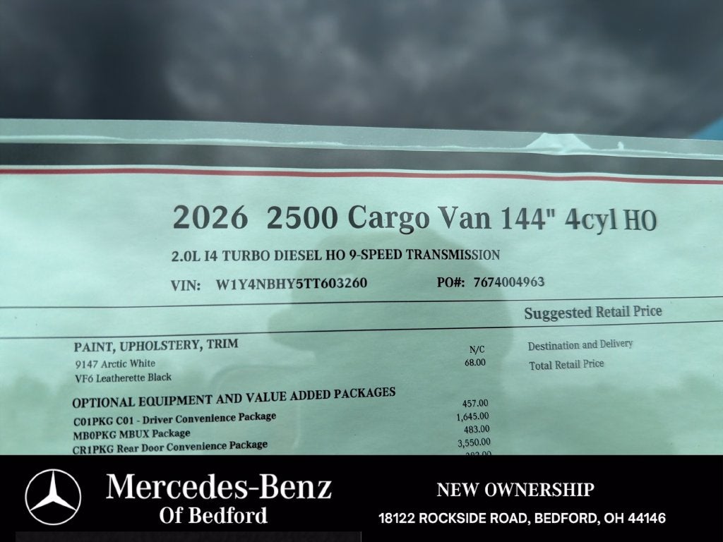 2026 Mercedes-Benz Sprinter 2500 Cargo 144 WB
